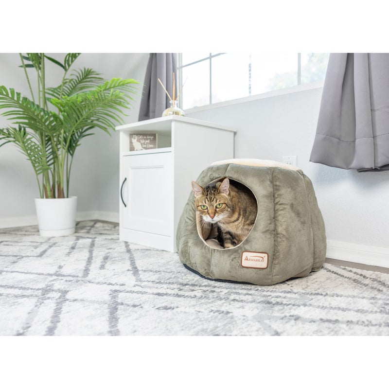 Armarkat Cat Bed, Laurel Green and Beige - Image 2
